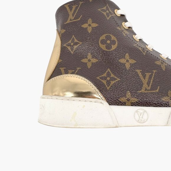 Louis Vuitton High Top Sneaker Boot EU 37 US 7 Brown LV Monogram Trainer Bootie - Picture 13 of 14